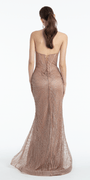 Sunburst Glitter Tulle Strapless Corset Trumpet Dress with Chain Detail - Camille La Vie