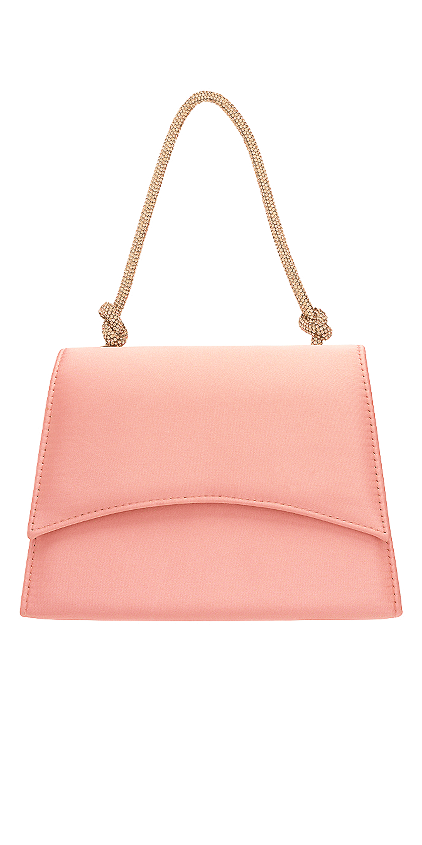 Satin 1/2 Flap Kelly Handbag with Rhinestone Handle - Camille La Vie