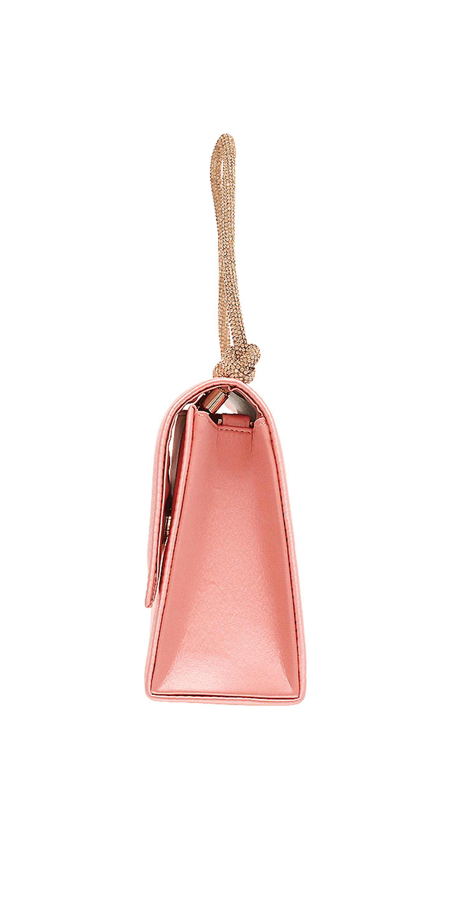 Satin 1/2 Flap Kelly Handbag with Rhinestone Handle - Camille La Vie