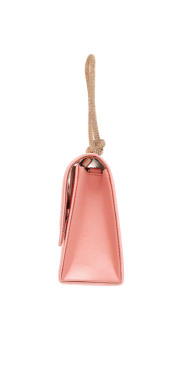 Satin 1/2 Flap Kelly Handbag with Rhinestone Handle - Camille La Vie