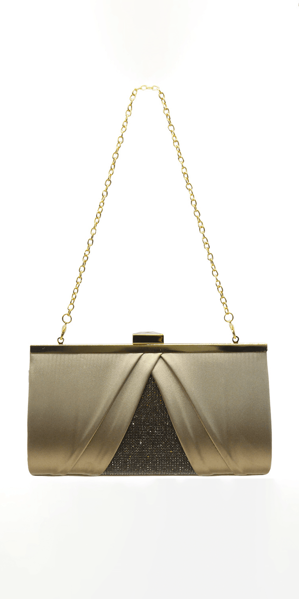 Pleated Satin Handbag with Rhinestone Detail - Camille La Vie