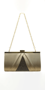 Pleated Satin Handbag with Rhinestone Detail - Camille La Vie