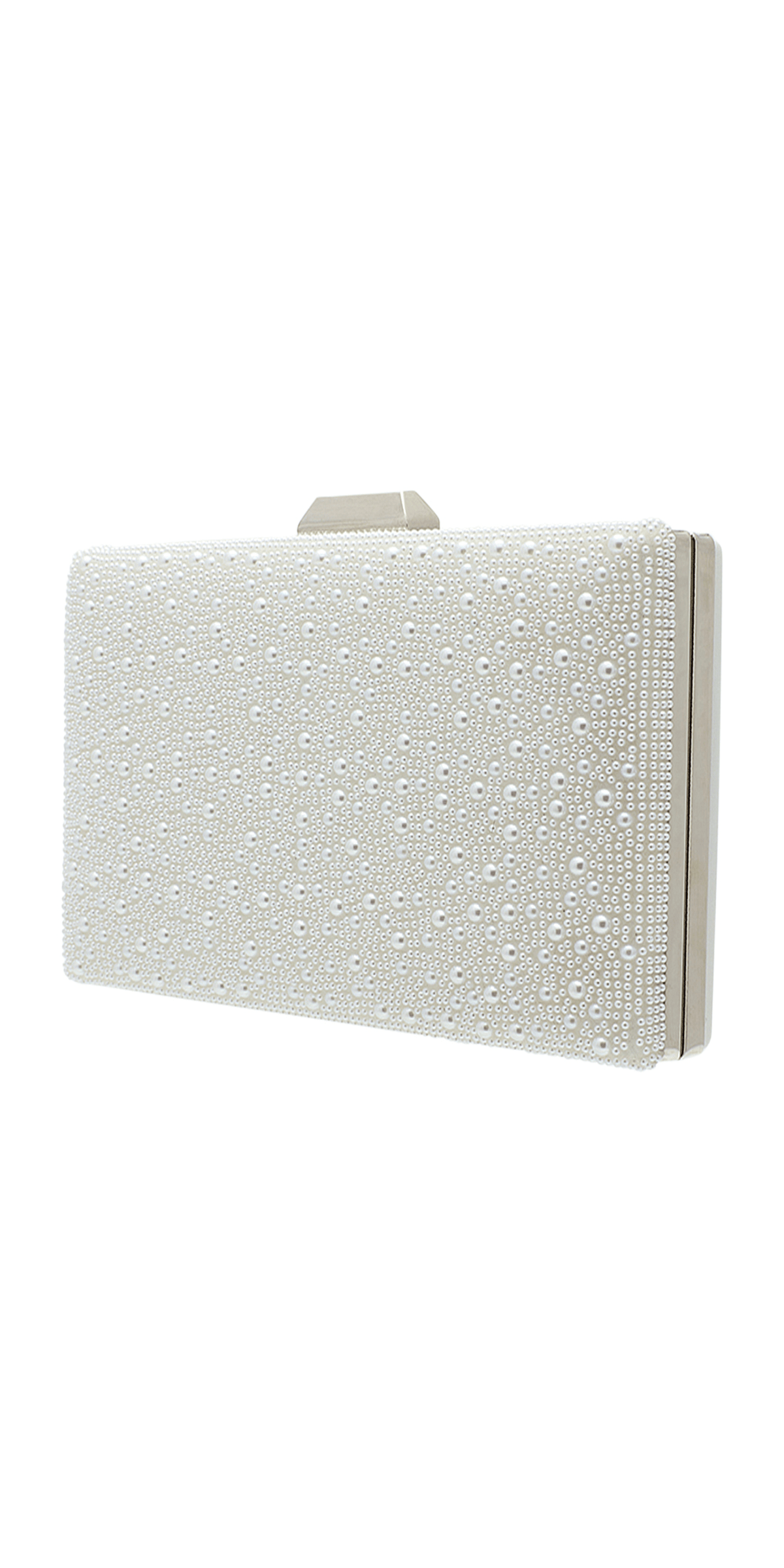 Camille La Vie Pearl and Satin Handbag with Metal top Closure OS / white