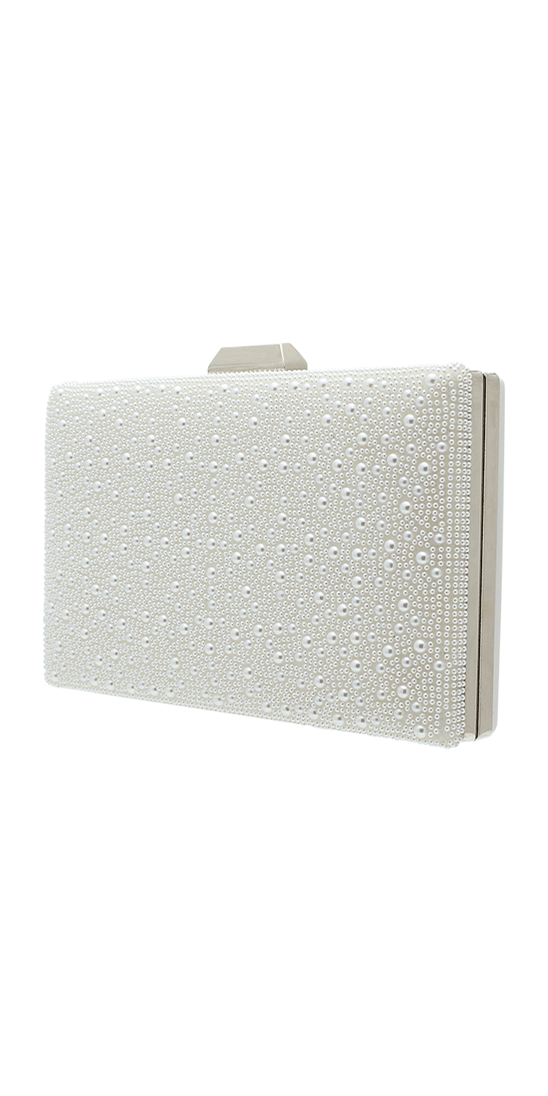 Camille La Vie Pearl and Satin Handbag with Metal top Closure OS / white