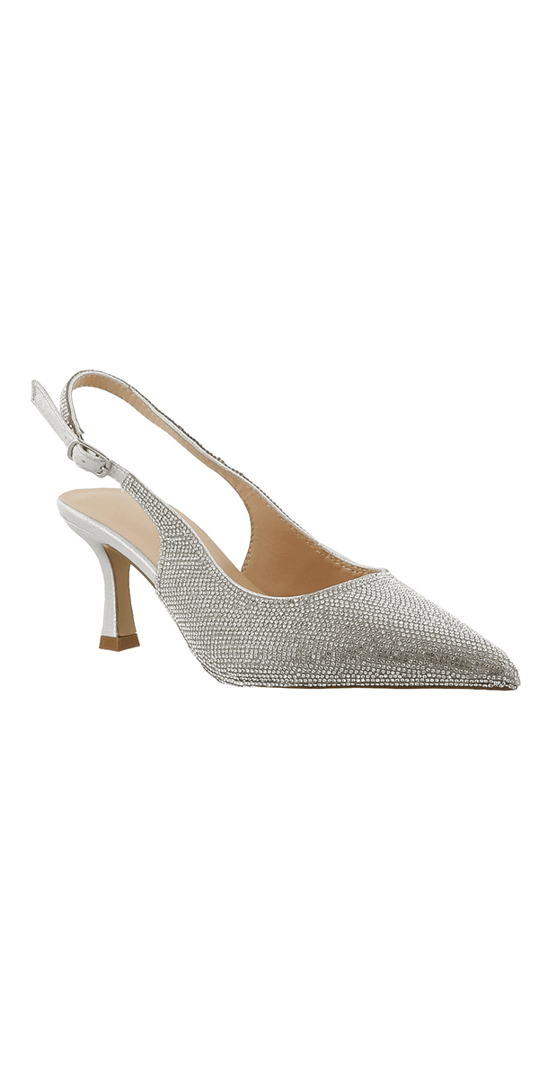 Keisha-1 Low Heel Rhinestone Slingback Sandal - Camille La Vie