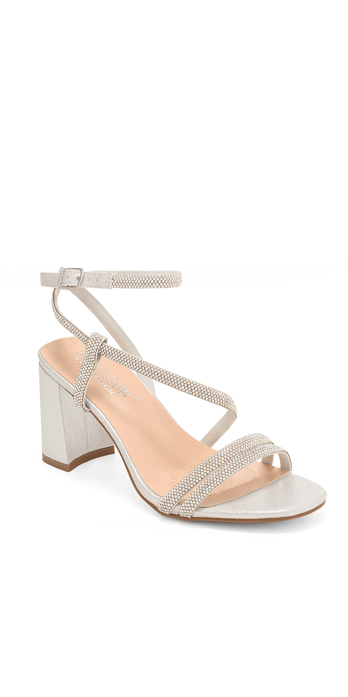 Mars 17 Mid Heel Rhinestone Ankle Strap Sandal - Camille La Vie