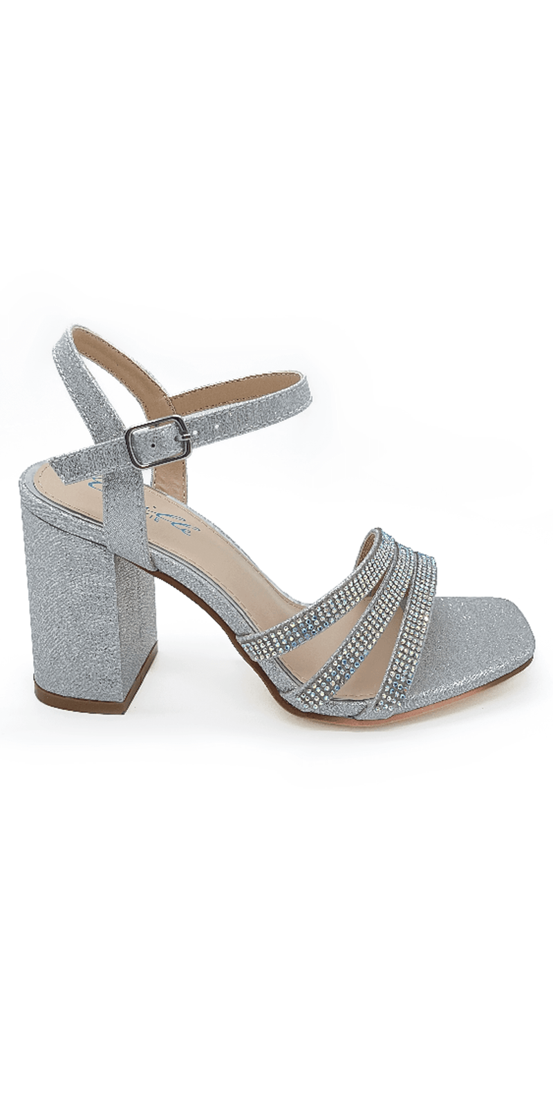 silver/size/6/ Camille La Vie/Rhinestone Strappy Block Heel Glitter Sandal /right