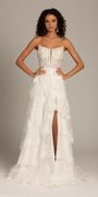 ivory/size/4/missy/Camille La Vie/Embellished Corset Tiered Tulle Dress with Side Slit/front alt