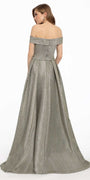 Off the Shoulder Metallic Shimmer Dress - Camille La Vie