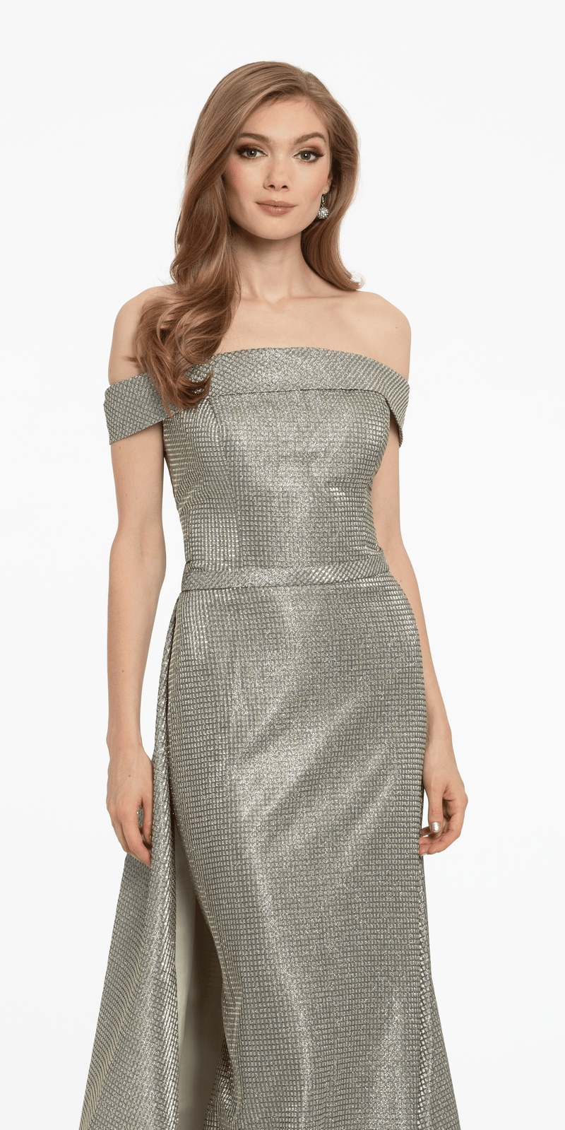 Off the Shoulder Metallic Shimmer Dress - Camille La Vie