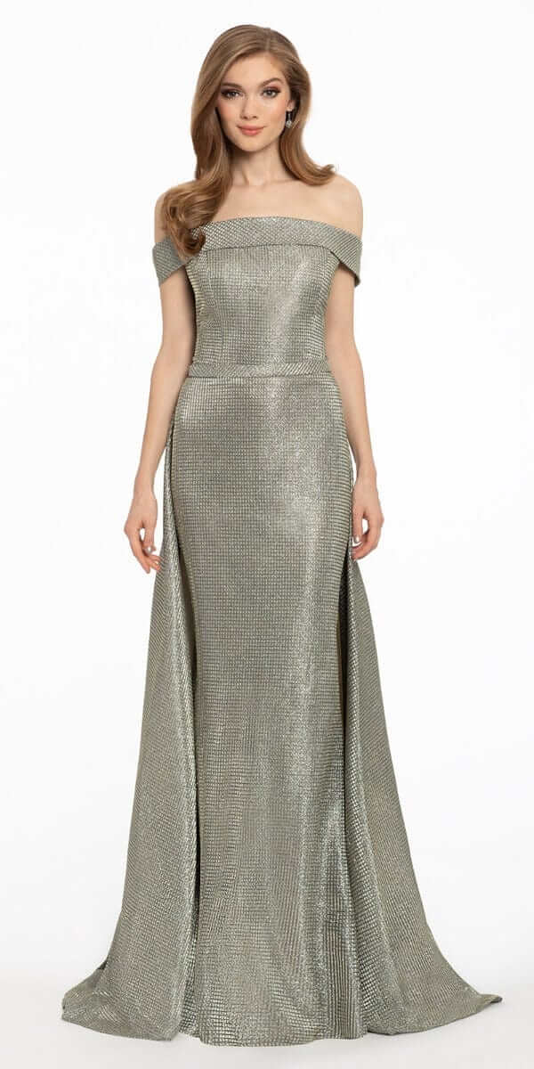 Off the Shoulder Metallic Shimmer Dress - Camille La Vie