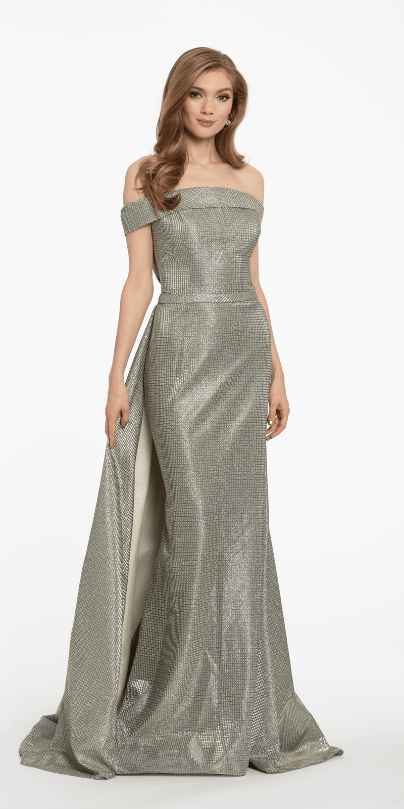 Off the Shoulder Metallic Shimmer Dress - Camille La Vie