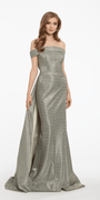 Off the Shoulder Metallic Shimmer Dress - Camille La Vie