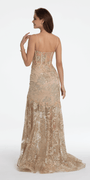 Illusion Plunge Corset Beaded Trumpet Dress - Camille La Vie