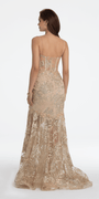 Illusion Plunge Corset Beaded Trumpet Dress - Camille La Vie
