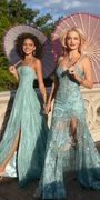 Illusion Plunge Corset Beaded Trumpet Dress - Camille La Vie