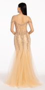 Illusion Corset Off the Shoulder Godet Dress - Camille La Vie