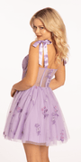 Mesh Floral Embroidered Corset Fit and Flare Dress - Camille La Vie