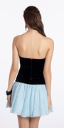 Two Tone Strapless Velvet Skater dress with Mesh Skirt - Camille La Vie