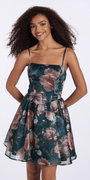 teal/size/s/missy/Camille La Vie /Organza Corset Floral Print Fit and Flare Dress/front 2