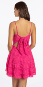 Jacquard Triple Tier Square Neck Tie Back Fit and Flare Dress - Camille La Vie