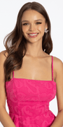 Jacquard Triple Tier Square Neck Tie Back Fit and Flare Dress - Camille La Vie