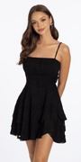 Chiffon Burnout Skater Dress with Asymmetrical Tiered Skirt - Camille La Vie