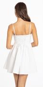 Sweetheart Woven Lace Up Back Fit and Flare Dress - Camille La Vie