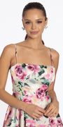 Rose Print Satin Tiered Tie Back Skater Dress - Camille La Vie