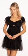 Peek a Boo Mesh Empire Tiered Shoulder Dress with Tie Back - Camille La Vie