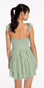 Tiered Mesh Embossed Fit and Flare Dress with Tie Straps - Camille La Vie