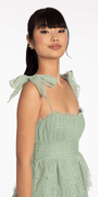 Tiered Mesh Embossed Fit and Flare Dress with Tie Straps - Camille La Vie