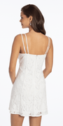 Open Lace Skater Dress with Pleated Chiffon Neckline - Camille La Vie