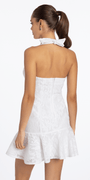Jacquard Lace Halter Notch Neck Single Tier Dress - Camille La Vie