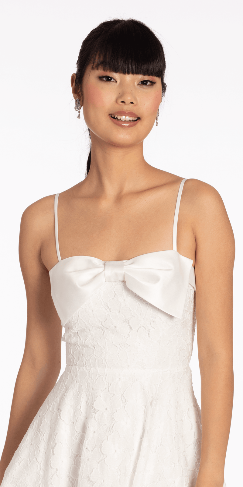 Floral Lace Fit and Flare Dress with Satin Bow - Camille La Vie