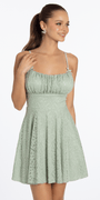 Floral Lace Skater Dress with Pleated Scoop Neck - Camille La Vie