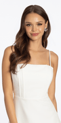 Satin Tie Back Crepe Dress with Asymmetrical Tiered Hem Dress - Camille La Vie