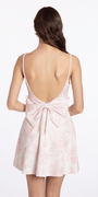 Floral Print Deep Scoop Back Skater Dress with Bow - Camille La Vie