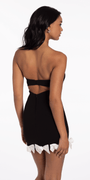 Keyhole Back Strapless Scuba Bodycon Dress with Bow Detail - Camille La Vie