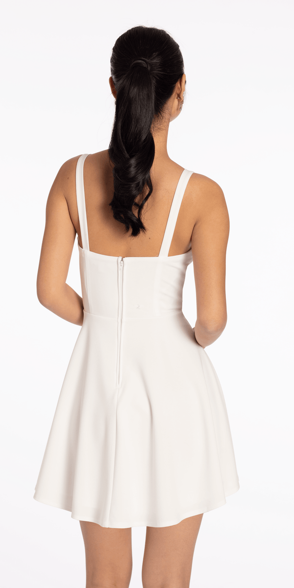 Scuba Sweetheart Skater Dress with Lace Bow Detail - Camille La Vie