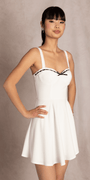 Scuba Sweetheart Skater Dress with Lace Bow Detail - Camille La Vie