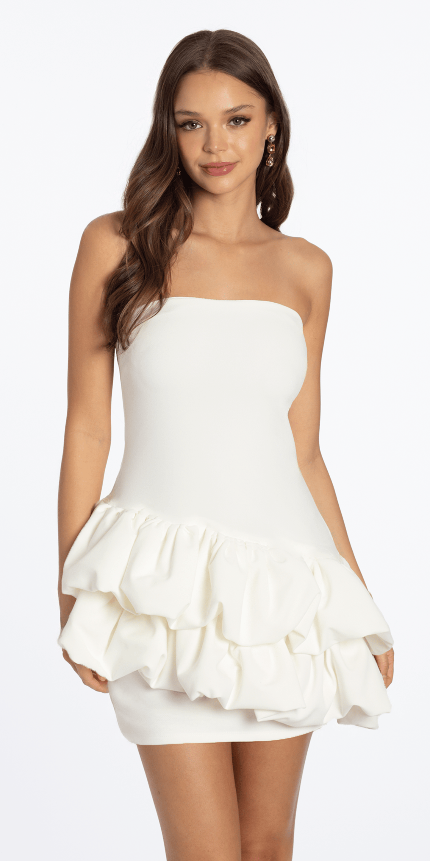 Strapless Scuba Two Tiered Bubble Dress - Camille La Vie