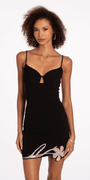 Sweetheart Scuba Sheath Dress with Rhinestone Flower Border - Camille La Vie