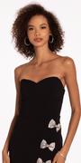 Sweetheart Scuba Sheath Dress with Rhinestone Bows - Camille La Vie