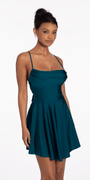 Stretch Satin Drape Tie Back Skater - Camille La Vie