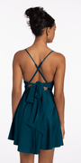 Stretch Satin Drape Tie Back Skater - Camille La Vie