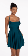 Stretch Satin Drape Tie Back Skater - Camille La Vie