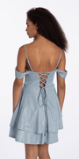 Camille La Vie Shimmer Off the Shoulder Embellished Corset Fit and Flare Dress