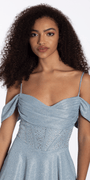 Camille La Vie Shimmer Off the Shoulder Embellished Corset Fit and Flare Dress