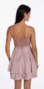 Camille La Vie Open Embroidered Back Glitter Knit Tiered Fit and Flare Dress